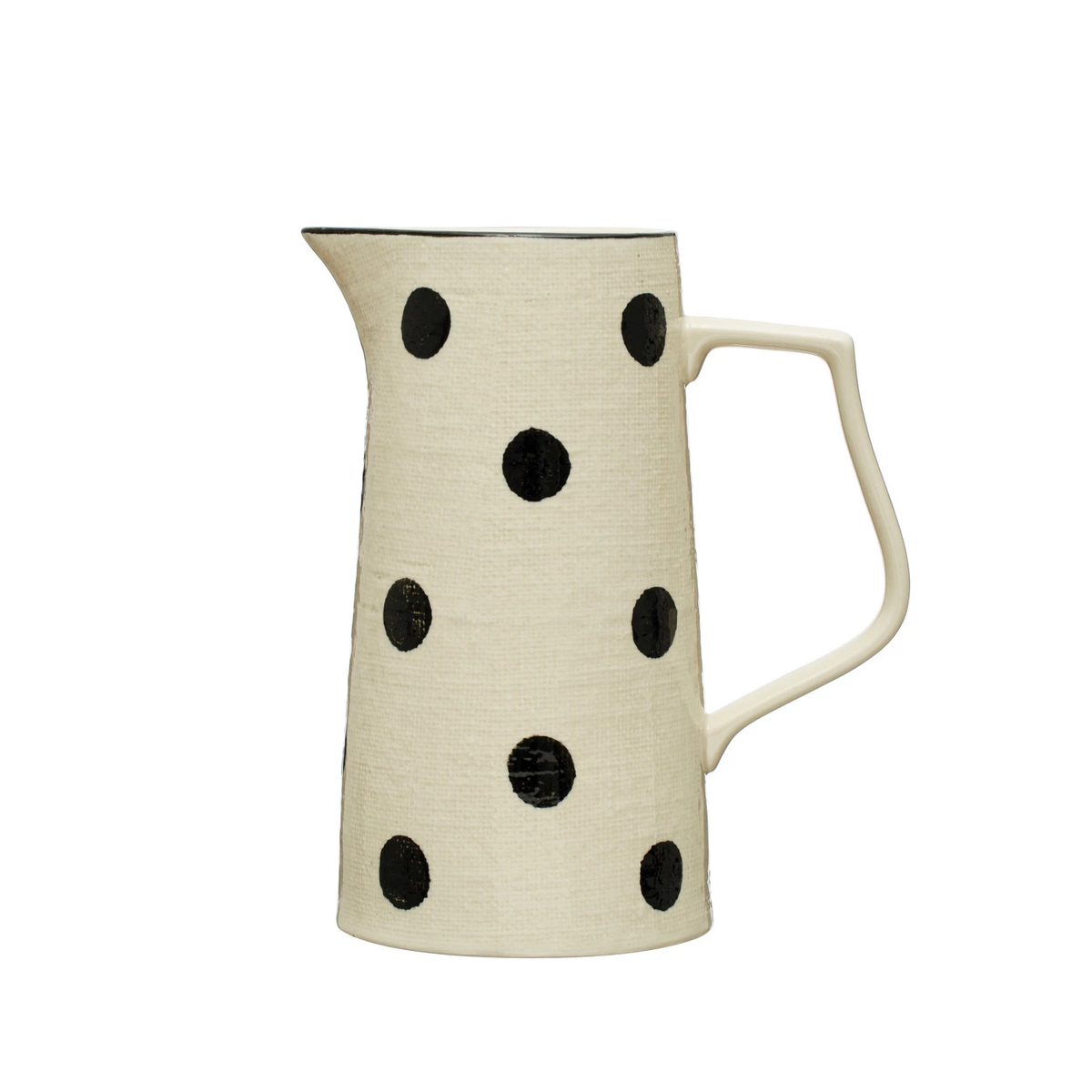 Hand-Painted Stoneware Pitcher w/Dots