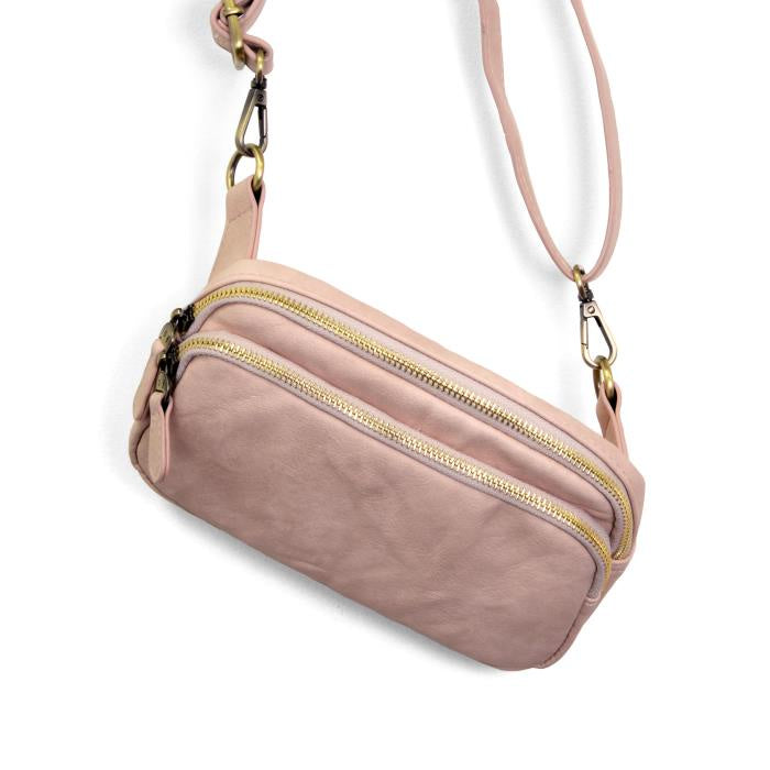 Soft Pink Kylie Double Zip Sling Bag