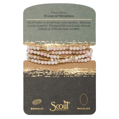 Stone Wrap Bracelet/Necklace - Pink Opal/Stone of Renewal