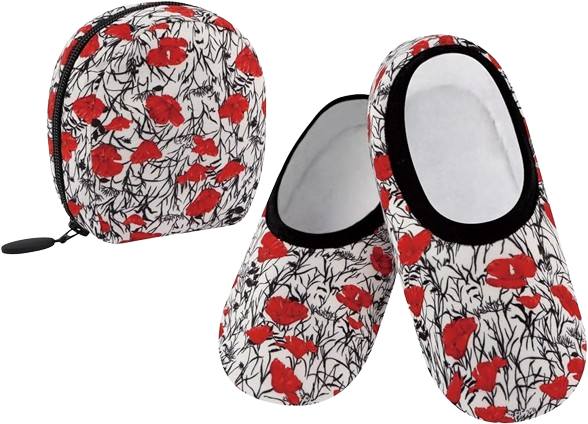 Ladies Snoozies Slippers - Poppies