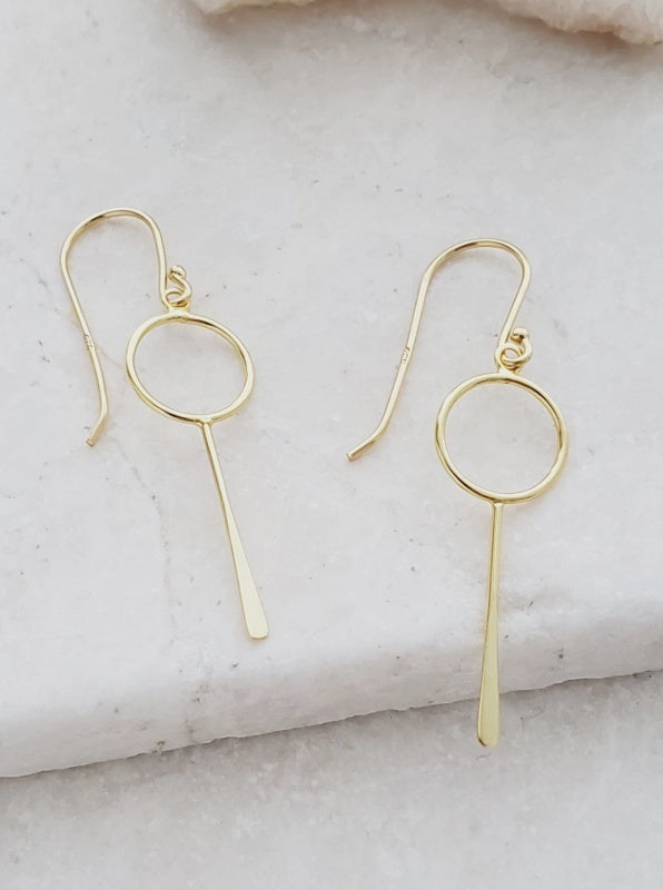 Gold Circle Paddle Earrings