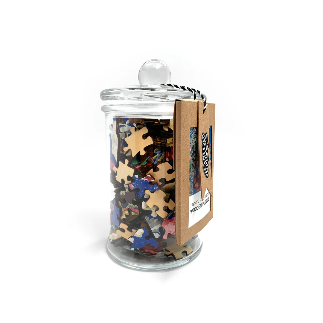 Floral Wood Puzzle in Glass Jar