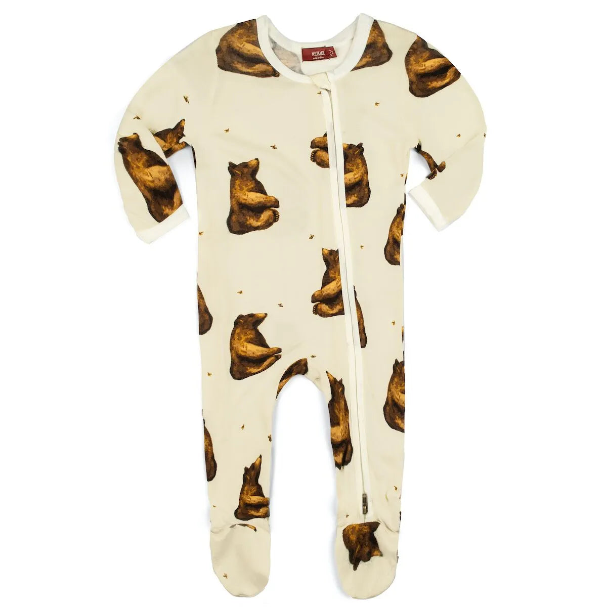 Honey Bear  Zippered Footed Romper 6-9 M