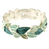 Leaf Stretch Bracelet - Silver Aqua Green