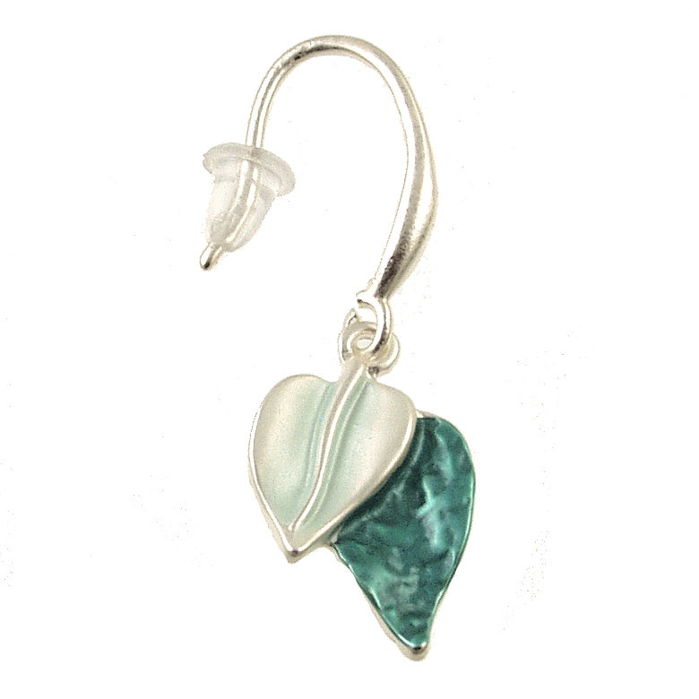 Leaf Garland Earrings - Silver Aqua Green