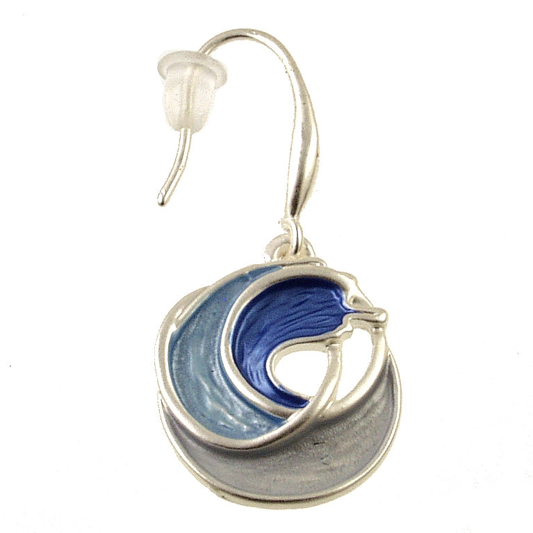 Ocean Wave Earrings - Silver Blue