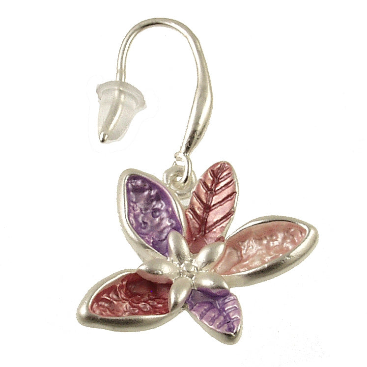 Floral Flower Earrings - Silver Purple