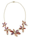 Flower Necklace - Silver Purple Pink