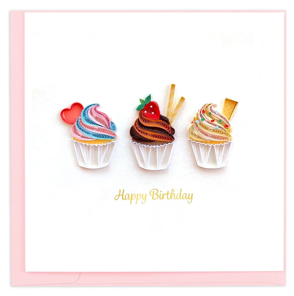 Cupcake Trio Birthday Quilling Card