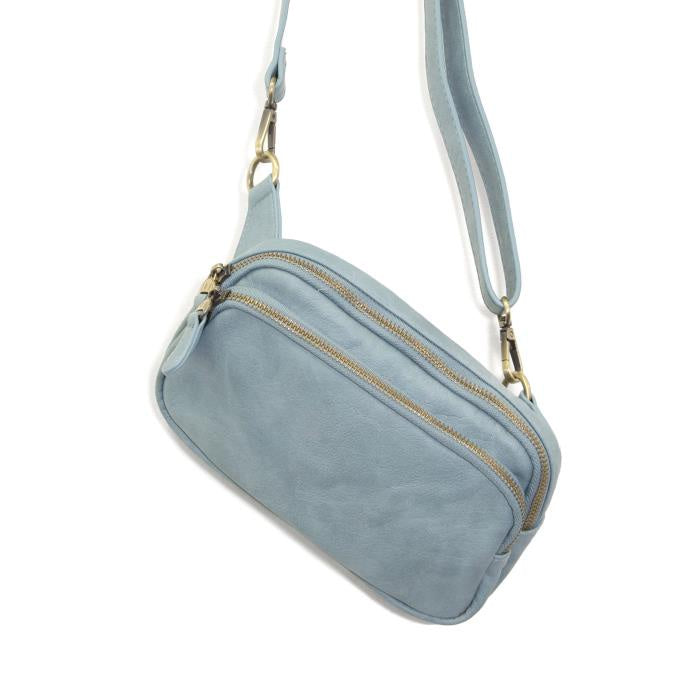 Light Denim Kylie Double Zip Sling Bag