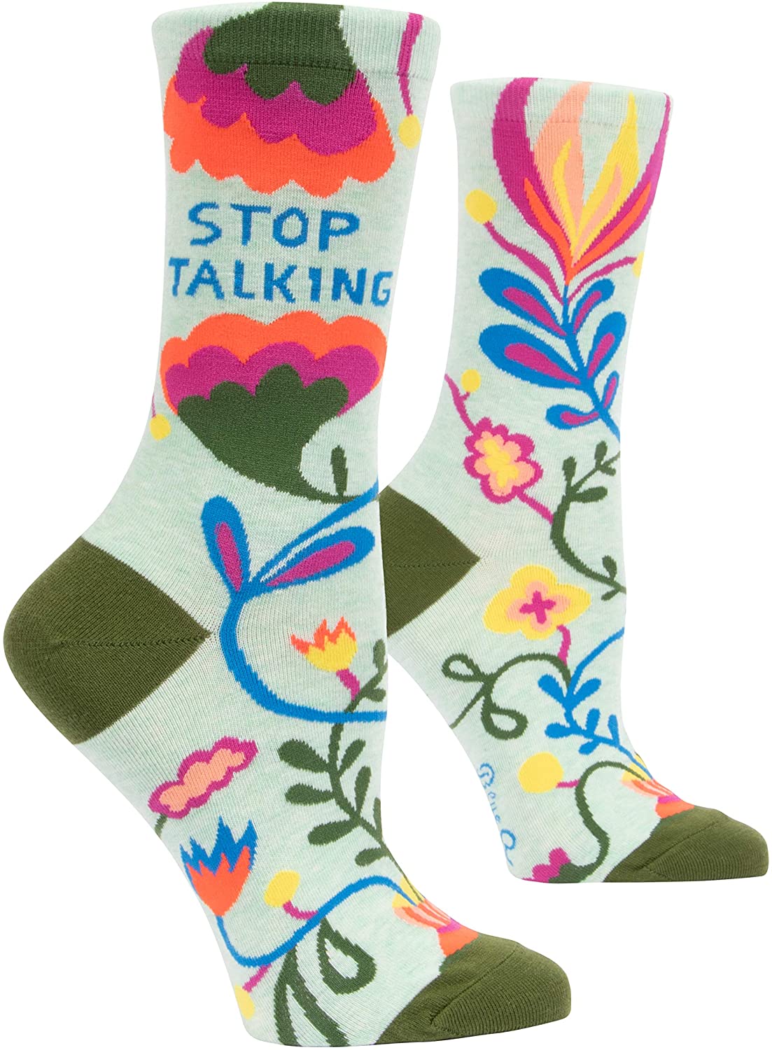 Stop Talking Ladies Socks Blue Q Clothing